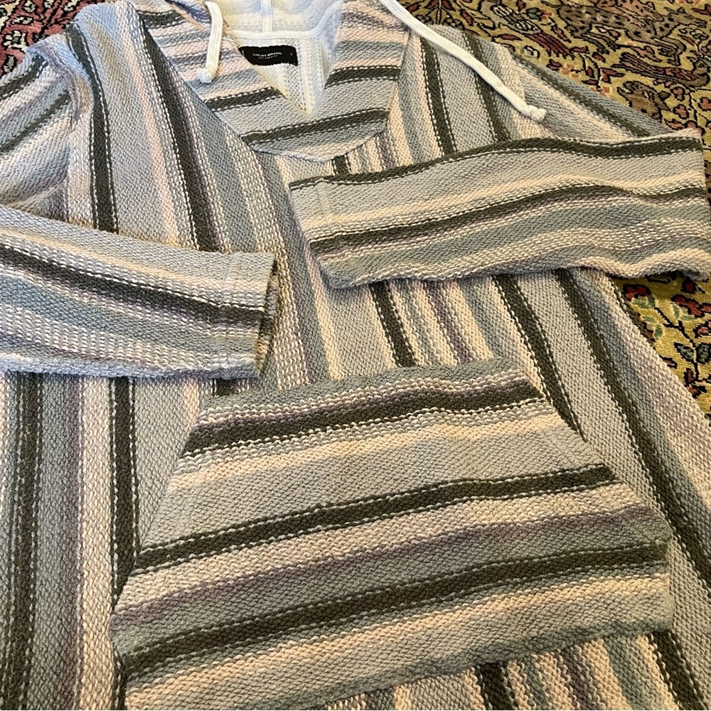 Lucky Brand Striped Baja Hoodie Size L - Picture 3 of 7